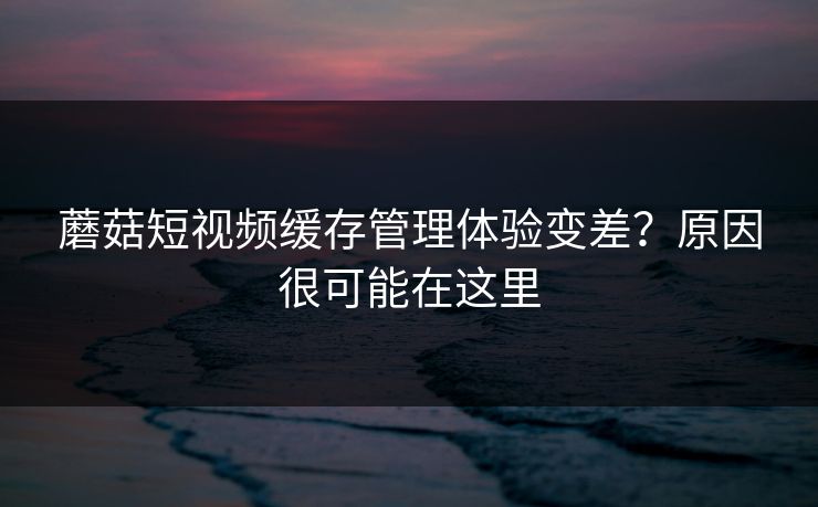 蘑菇短视频缓存管理体验变差？原因很可能在这里